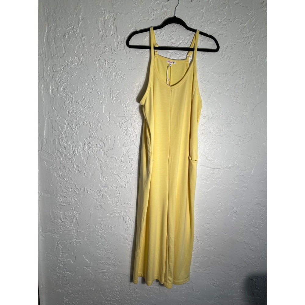 Sundry Butter Yellow Slouchy Wide Leg Jumpsuit Pockets Medium NWT